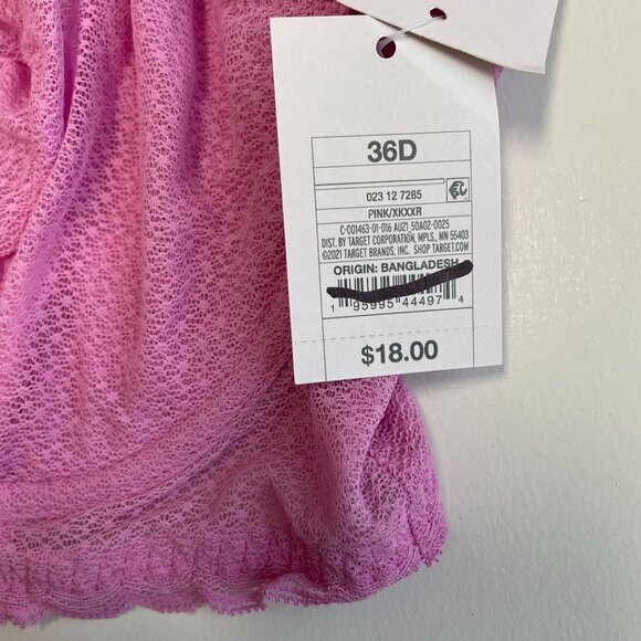 AUDEN BRA DELICATE LACE UNLINED UNDERWIRE ADJUSTABLE STRAPS PINK WOMEN'S 36D NWT - Picture 5 of 7